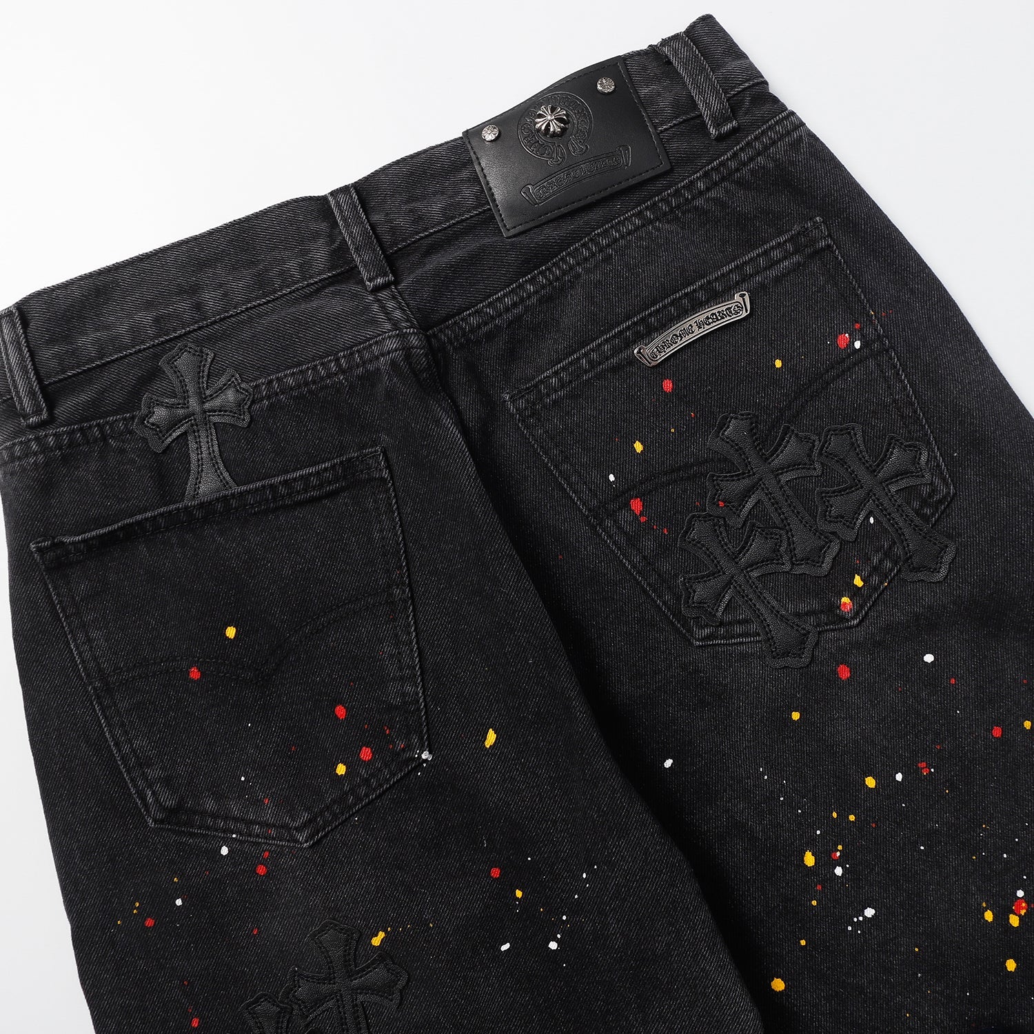 Chrome Hearts Cross Patch Embroidered & Hand-Painted Denim Shorts 9927